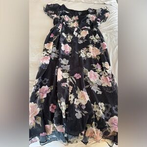 Adrianna Papell Black Floral Maxi Skirt